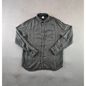 Won Hundred Poul Shirt Mens Large Charcoal Button Down Long Sleeve Lyocell